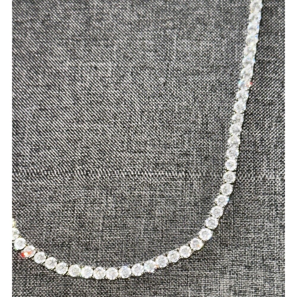 22” Gold Over .925 Sterling Silver Tennis Necklace with AAA CubicZirconia.